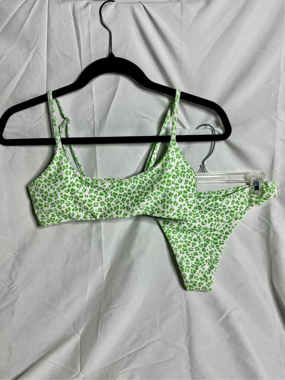 Green & White Animal Print Bikini Set Like New